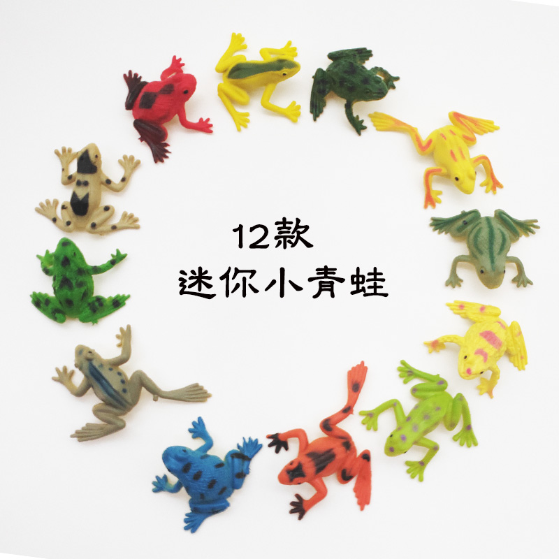 12款仿真迷你小青蛙玩具儿童动物塑料模型套装幼儿园早教认知道具