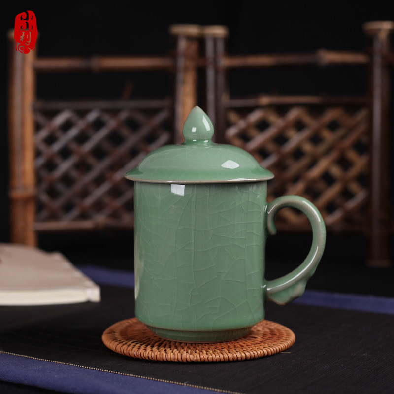 小小利青瓷创意陶瓷杯将军杯 办公杯子水杯大茶杯 四色可选包邮