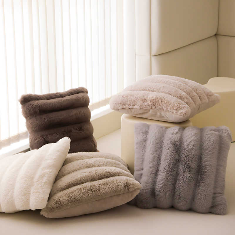 超好撸的~高端波斯绒沙发抱枕客厅飘窗抱枕套纯色轻奢靠垫可拆卸