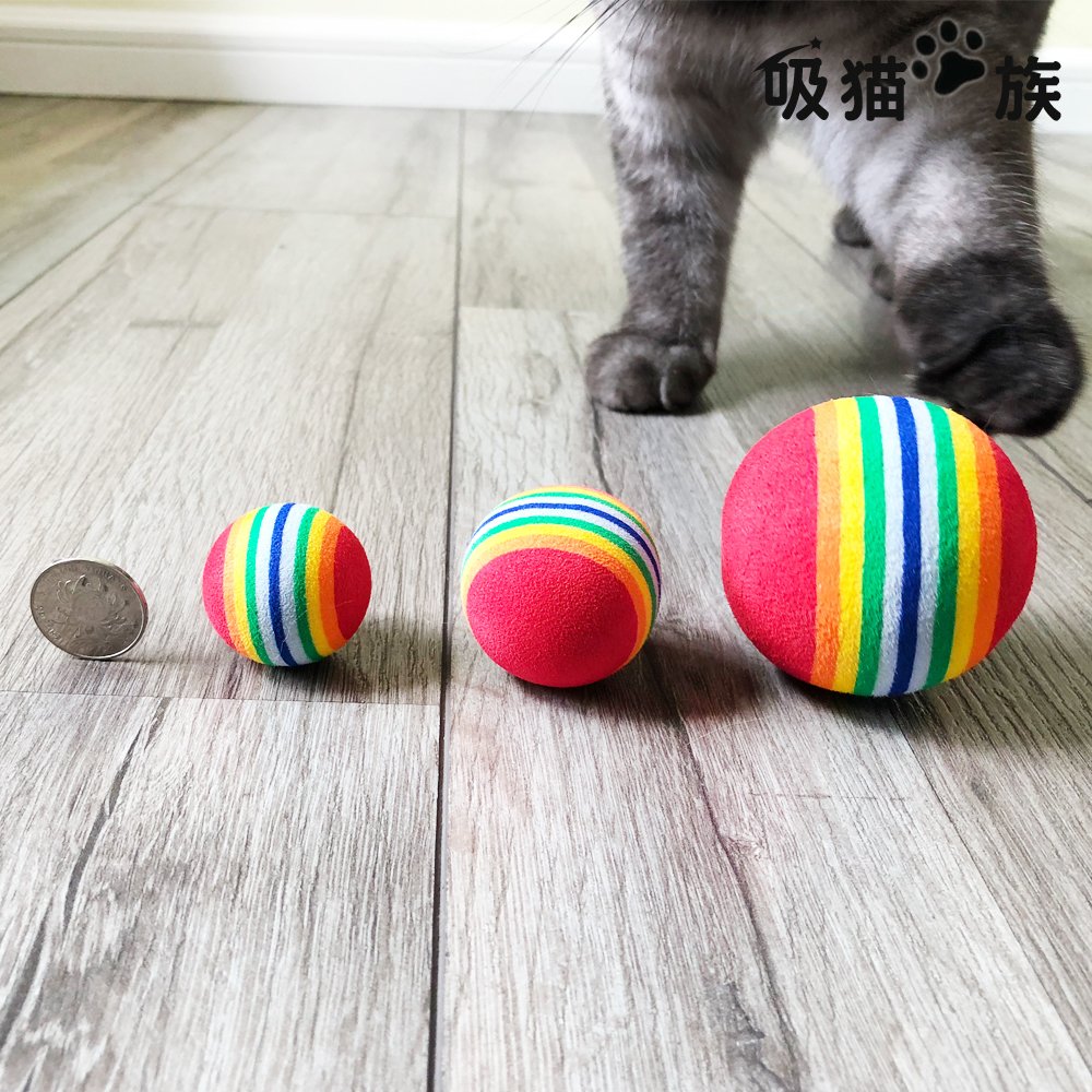 吸猫族5个装宠物逗小猫咪用品成猫玩具彩虹微弹力大小号球轻实心