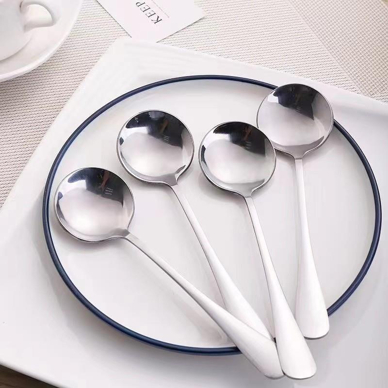 【银色圆勺5支装】西餐勺大号加厚高档不锈钢调羹加厚餐具饭勺