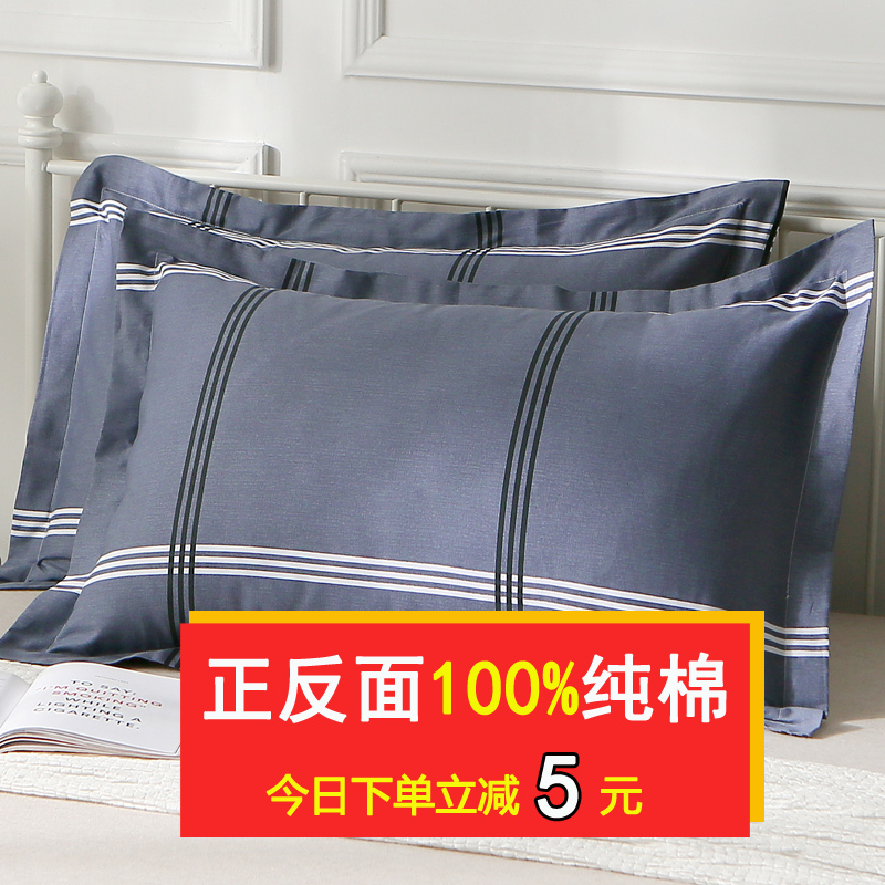纯棉枕套一对装100全棉枕头套48x74cm加厚成人家用大号枕芯套夏季
