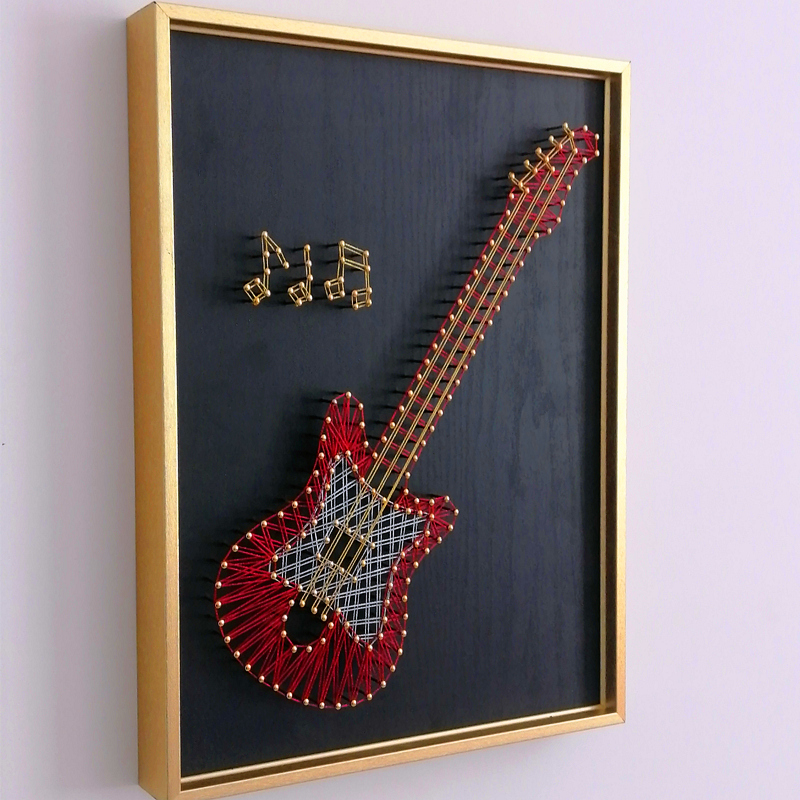 吉它音乐礼品 钉子绕线画diy材料包 团建手作 手工装饰画 缠绕画