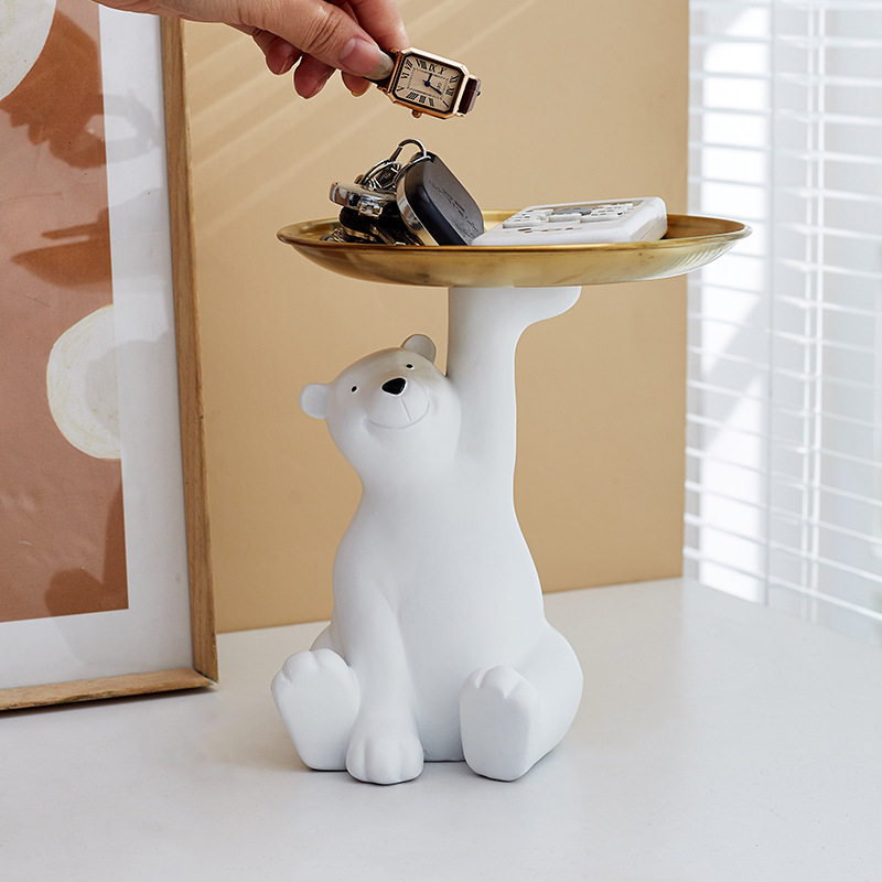 北极熊钥匙收纳托盘现代简约客厅摆件创意摆设家居装饰品可爱轻奢