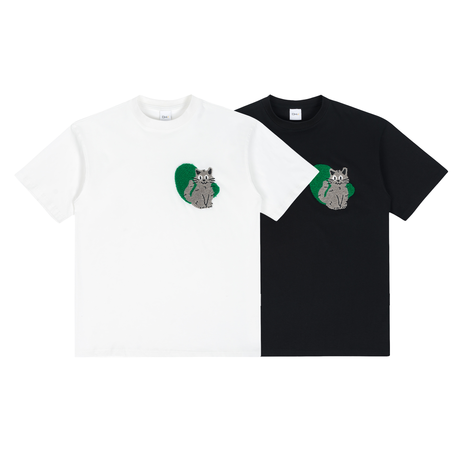 C14 online SS22 黑色/白色 猫咪图案毛巾绣短袖T恤