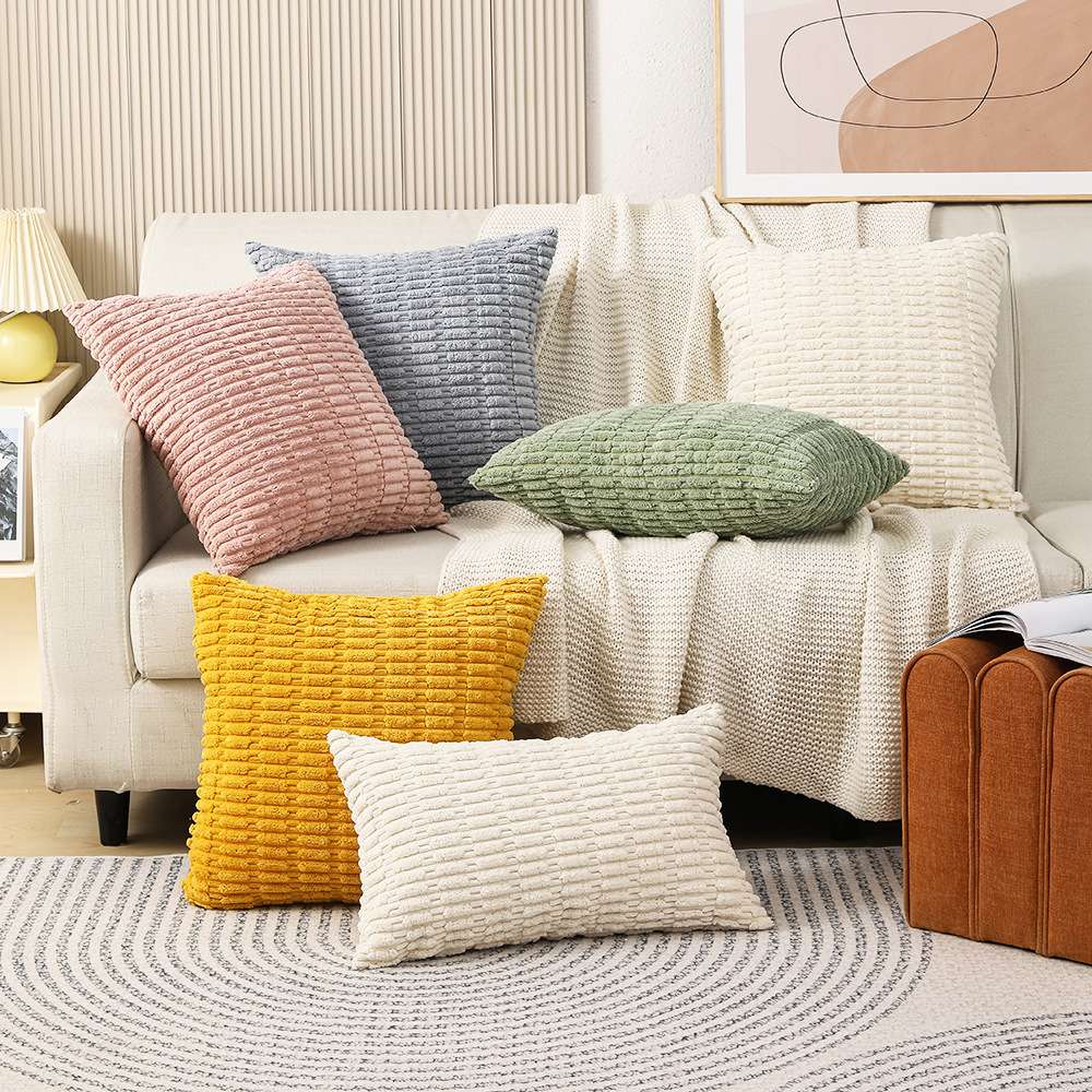 灯芯绒抱枕套居家沙发装饰靠枕套纯色简约方形靠垫