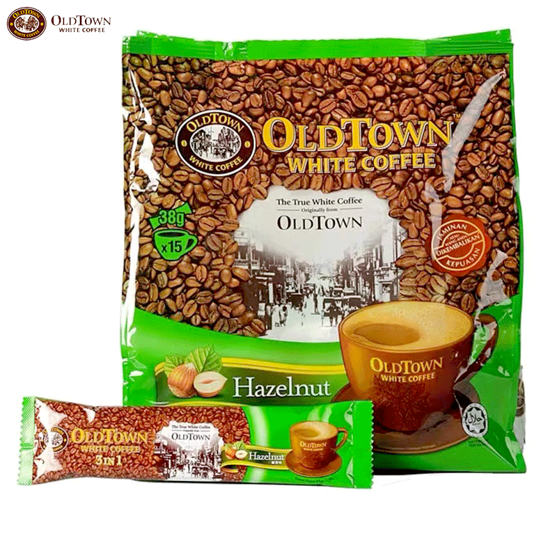 【马来西亚版本】OLDTOW/旧街场榛果味白咖啡570g袋*15条榛子咖啡