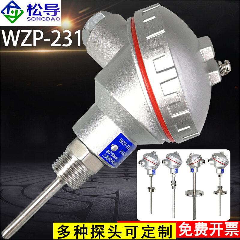 Pt100防水测温探头热电阻WZP-231一体化温度变送器传感器K热电偶