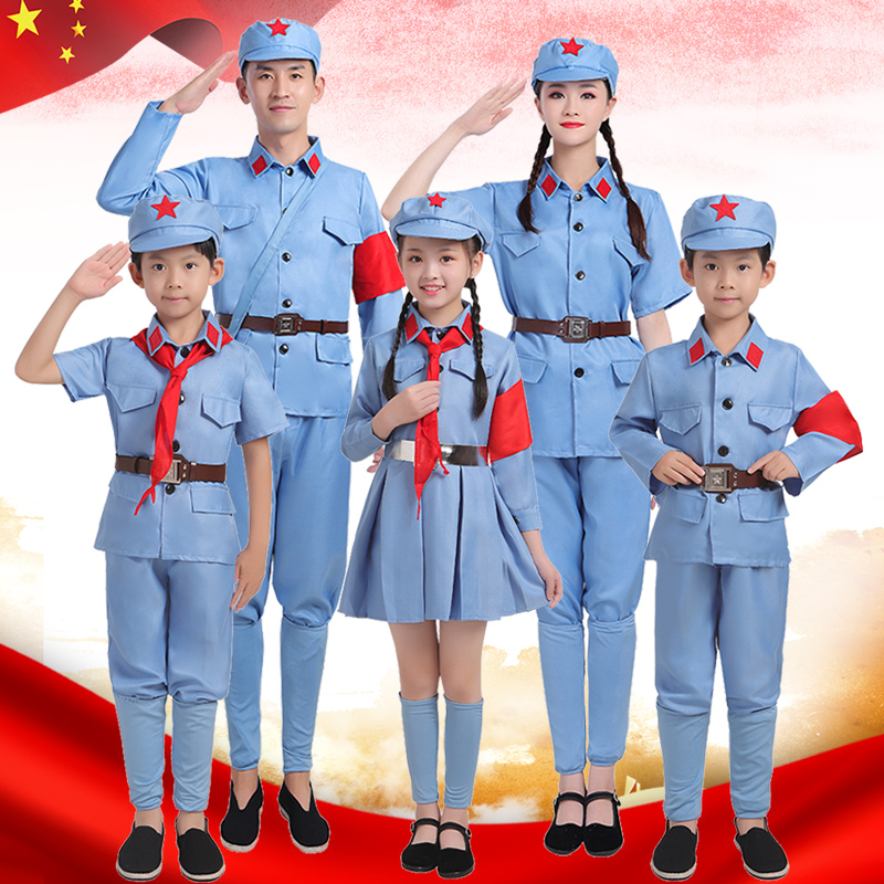 红军演出服儿童服儿童表演服装小红军衣服军装八路军闪闪红星合唱