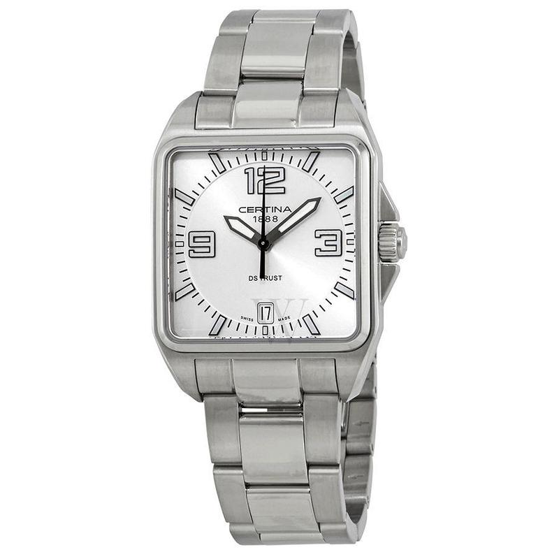代购美国Certina雪铁纳女士正品腕表新款方形银色钢带手表