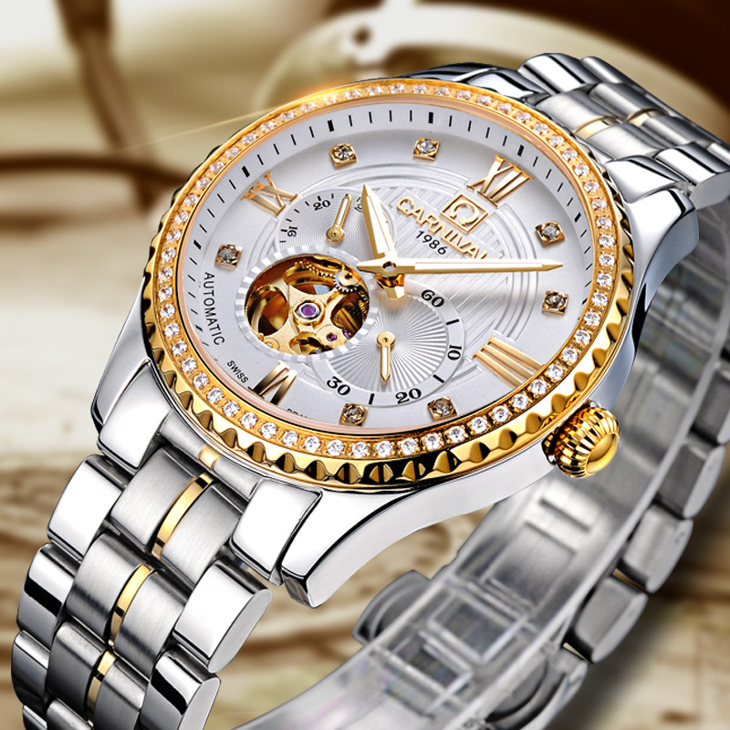 厂家精品名表嘉年华手表镂空机械表进口机芯机械手表男表7629