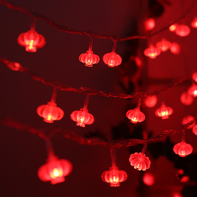 新年装饰小灯笼LED彩灯闪灯串灯满天星春节元宵装饰灯中国结挂件