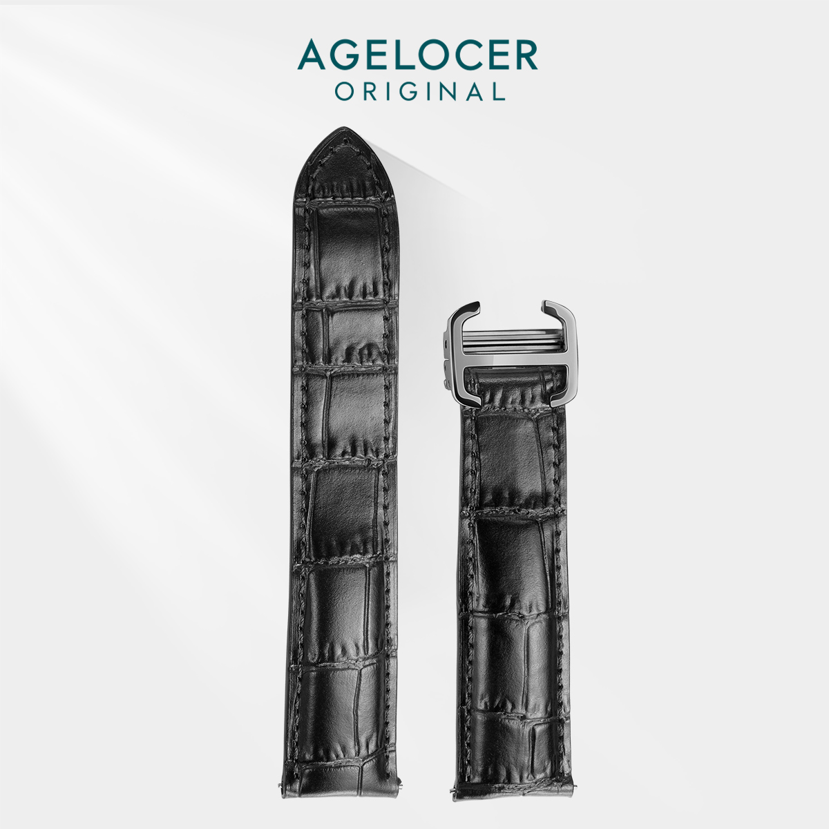 agelocer艾戈勒官方机械表原装表带男款真皮防水替换配件折叠扣
