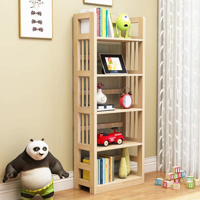 实木书架落地置物架简易学生家用小书柜子多层绘本组合收纳储物架