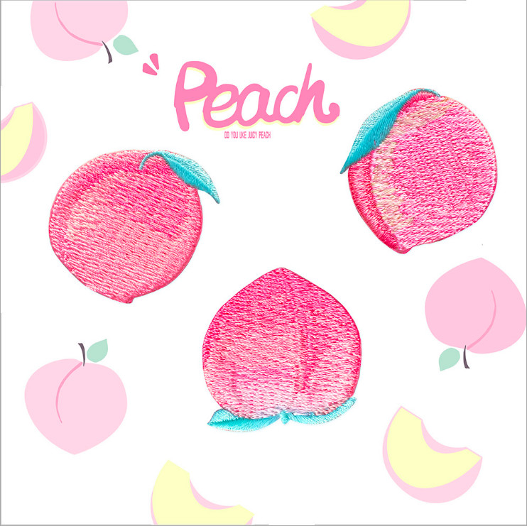 包邮A19自粘水果桃子粉色刺绣布贴儿童时尚帽可爱女生衣服修补丁