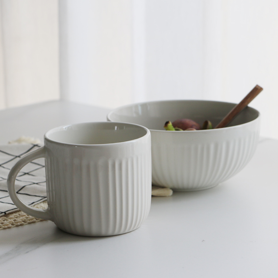 外贸出口 北欧极简风陶瓷餐具纯色水杯陶瓷碗大容量早餐杯泡面碗
