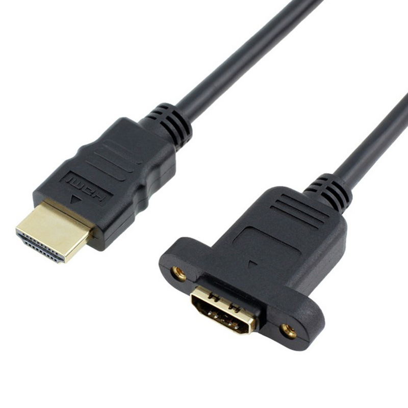 HDMI延长线带耳朵带螺丝孔可固定面板电视机顶盒HDMI公转母高清线
