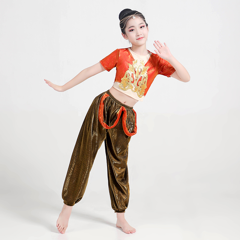 新款儿童中国风爵士演出服2024年新款少儿飞天敦煌舞蹈原创演出服