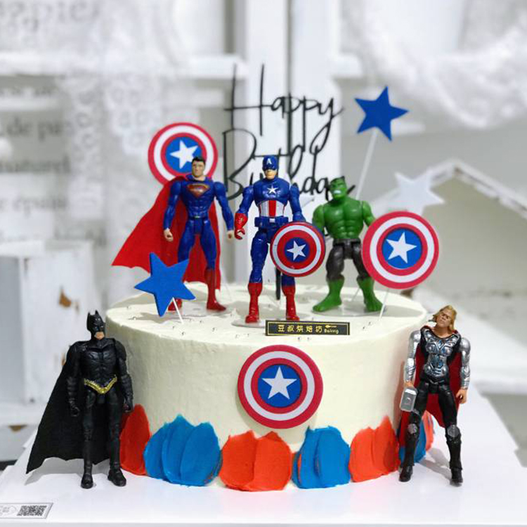 儿童生日蛋糕装饰摆件插件美队复仇者生日烘培甜品台布置情景装饰