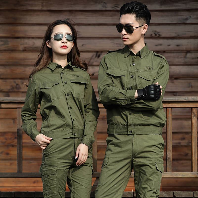 夏季棉线薄款工作服套装军绿色男女套装服焊工耐磨劳保服单件可选