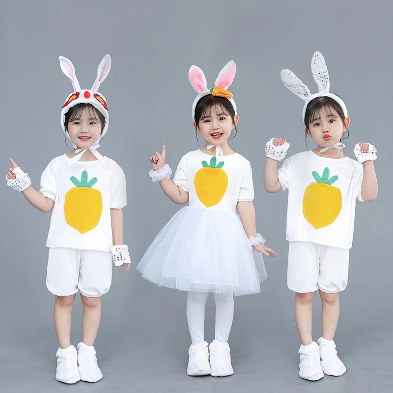 儿童小兔子演出服大灰狼小白兔动物表演服装幼儿兔子演出舞蹈纱裙