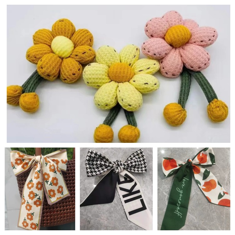 （晴晴妈）丝巾手工DIY充棉太阳花朵配件包包飘带装饰花小清新