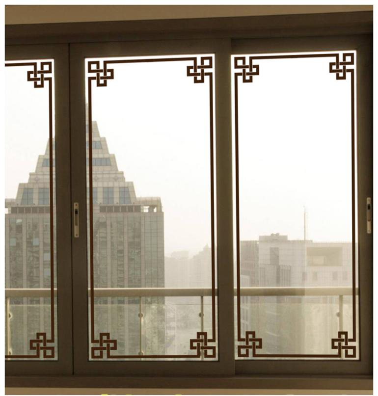 店铺中式边角装饰墙贴纸 中国风复古玻璃门窗格橱窗装饰贴窗花贴