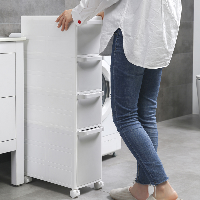 22CM卫生间置物架冰箱缝隙收纳架落地可移动窄柜洗衣机夹缝整理架