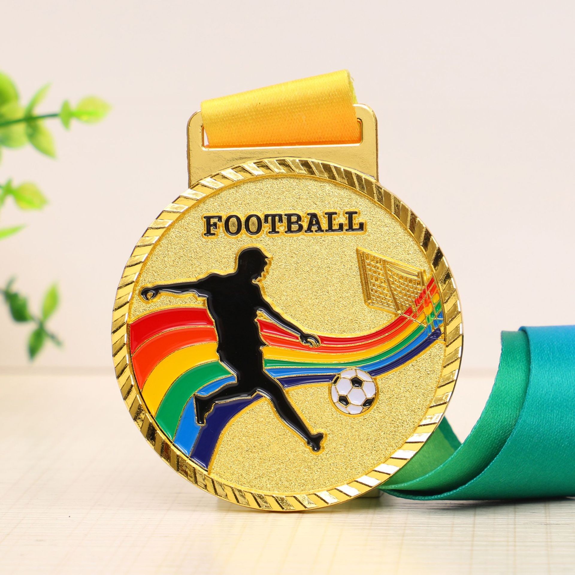 足球金属奖牌马拉松运动会幼儿园金属儿童挂牌金银铜比赛奖牌徽章