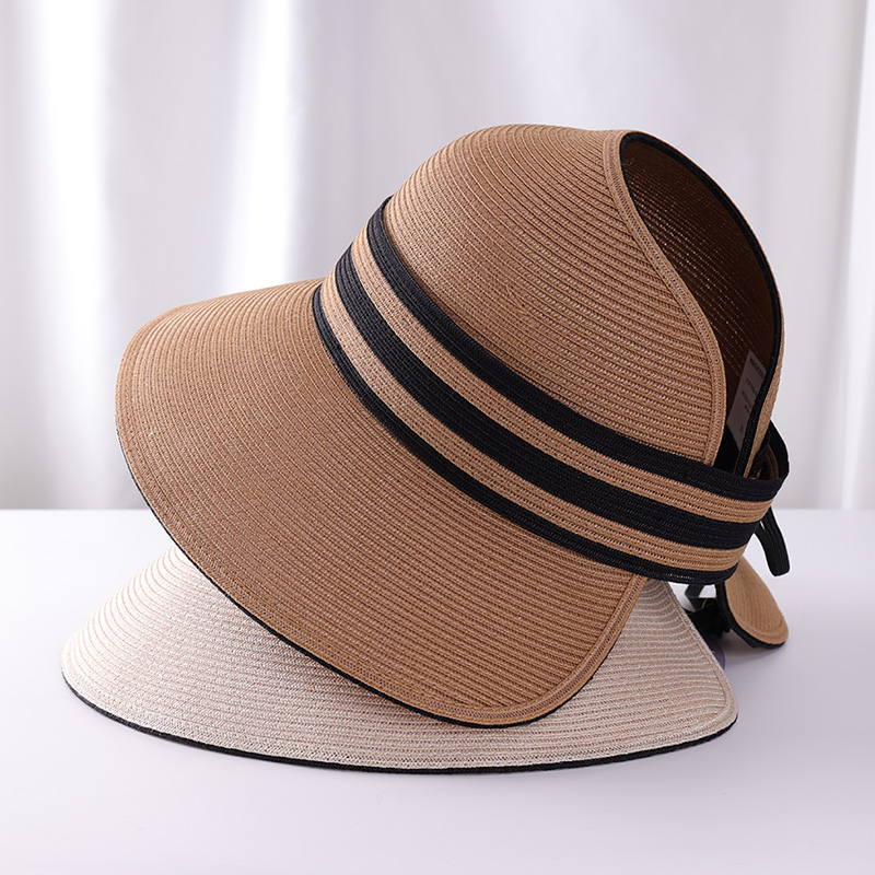 大檐空顶帽女韩版时尚可折叠出游防紫外线沙滩帽骑车防晒遮阳帽