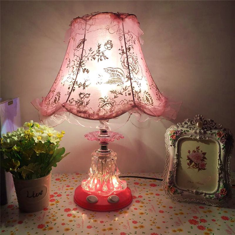 卧室创意欧式简约现代温馨床头灯 暖光红色婚房个性夜灯结婚台灯