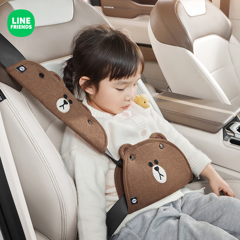 潮九玩五汽车儿童安全带防勒脖护肩卡通可爱车载限位器调节固定器