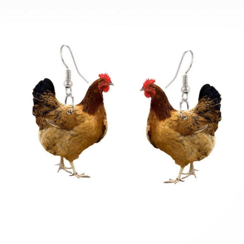 创意夸张搞笑亚克力耳环创意耳饰欧美爆款耳环可爱搞怪动物母鸡