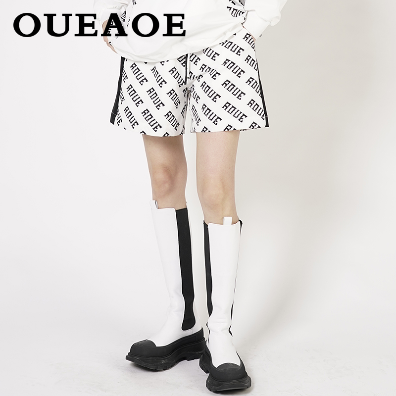 欧E专柜正品女装2023秋装新款个性OE品牌LOGO印花松紧腰运动短裤