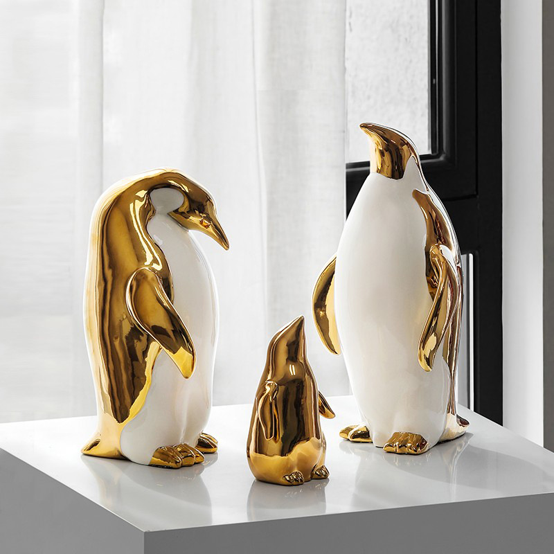 北欧风企鹅摆件轻奢客厅样板间电视柜创意家居工艺装饰品摆设桌面