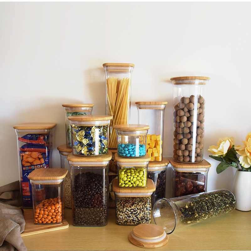 竹盖家用商用进口食品级塑料密封罐杂粮零食透明保鲜收纳盒储物罐