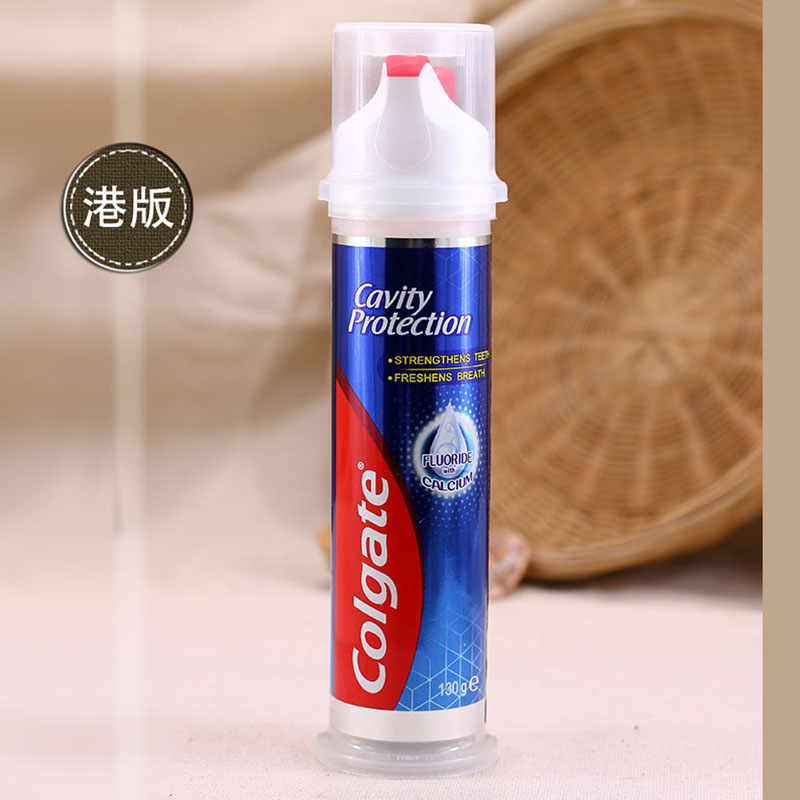 Colgate高露洁牙膏直立式牙膏130g双氟含钙美白清新防蛀香港进口