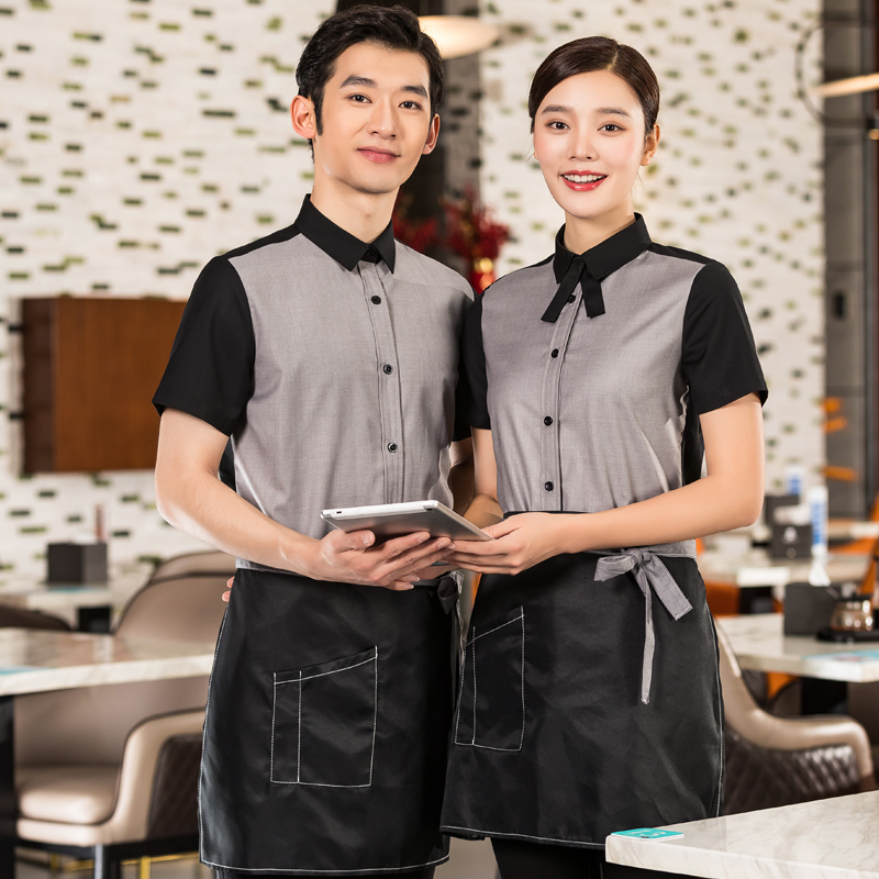 餐饮工作服短袖女西餐厅奶茶蛋糕快餐店咖啡厅酒店服务员夏装衬衣