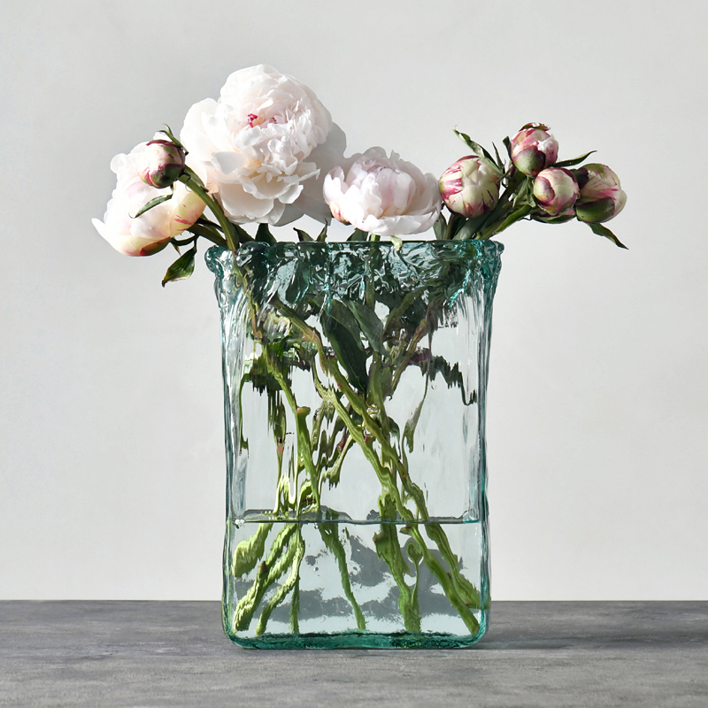 迦乐西班牙进口手工环保玻璃现代欧式简约花瓶客厅餐桌高花瓶摆件