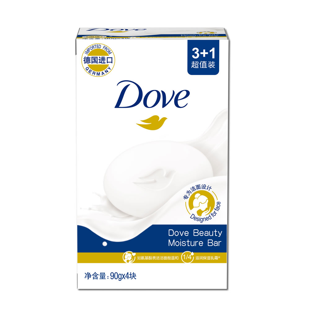 Dove多芬乳霜温和滋润香皂香块可洗脸敏感肌肤可用90g*4