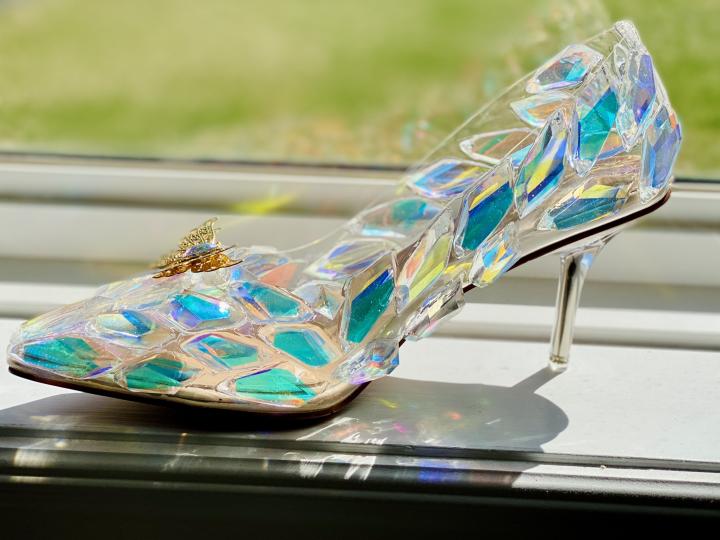Wedding㊣加拿大代购 手作童话梦幻灰姑娘水晶鞋婚礼高跟透明单鞋
