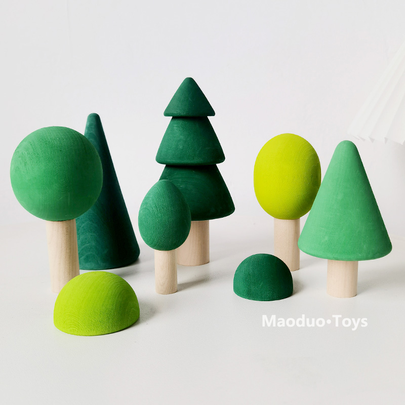 儿童房积木摆件装饰彩虹搭建创意森林小树林益智木质玩具智力ZY