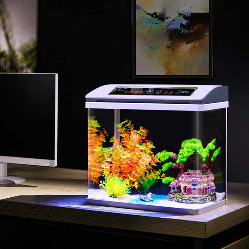 小鱼缸智能新款鱼缸小型家u用生态玻璃懒人免换水客厅桌面水族箱