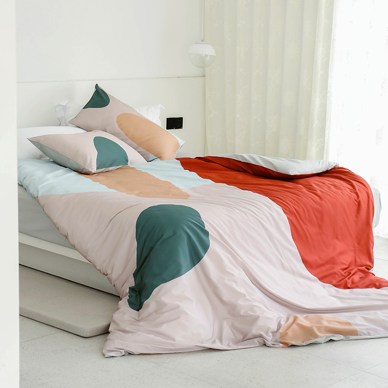 LIHOME 原创简约纯棉床上四件套60支双人床单被套网红款ins风套件