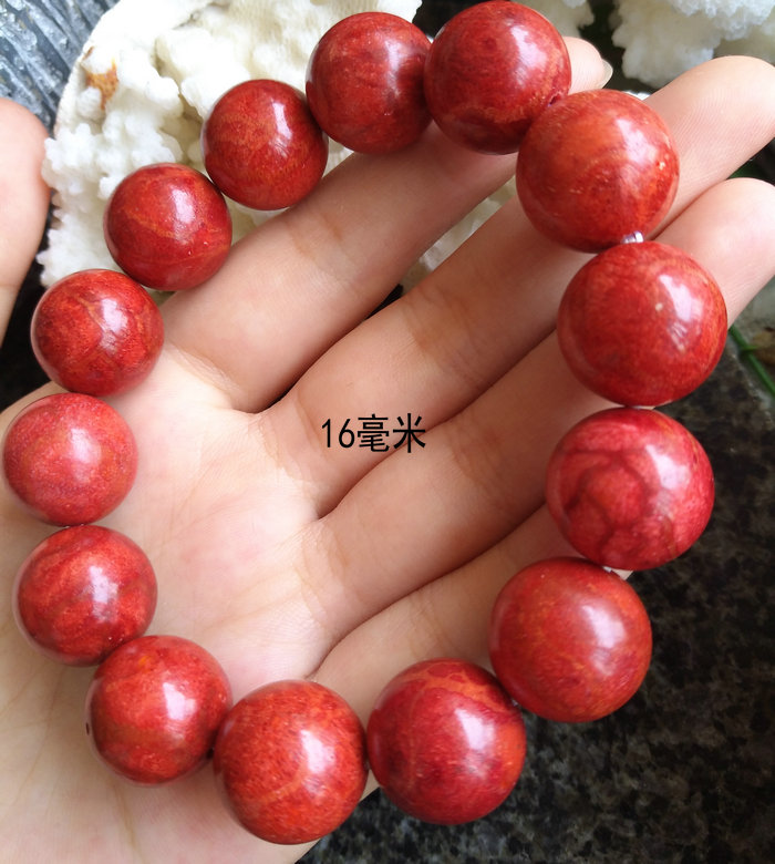 小乔珠宝红色草珊瑚手链8-20毫米圆珠手串男女款本命年佛珠礼品