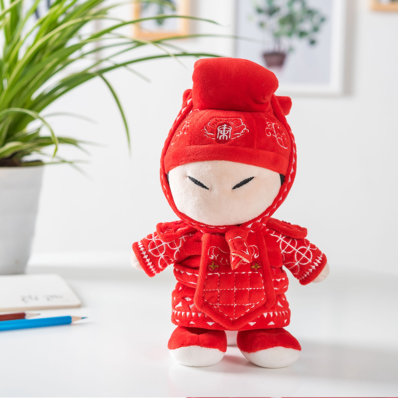 秦亲宝贝陕西西安旅游纪念品文创产品卡通兵马俑毛绒红色玩偶玩具