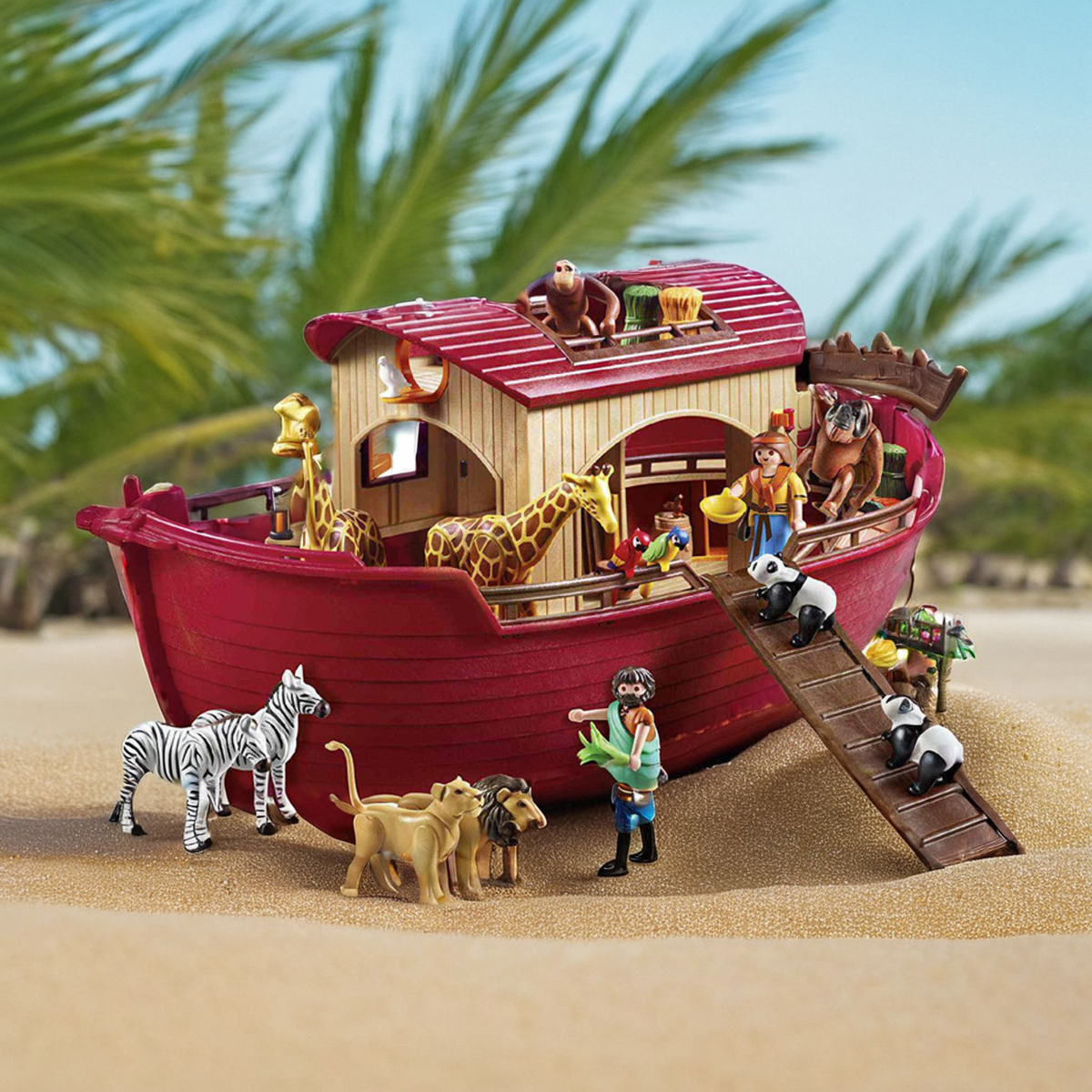 德国摩比世界诺亚方舟Playmobil9373/6765野生动物儿童玩具大船