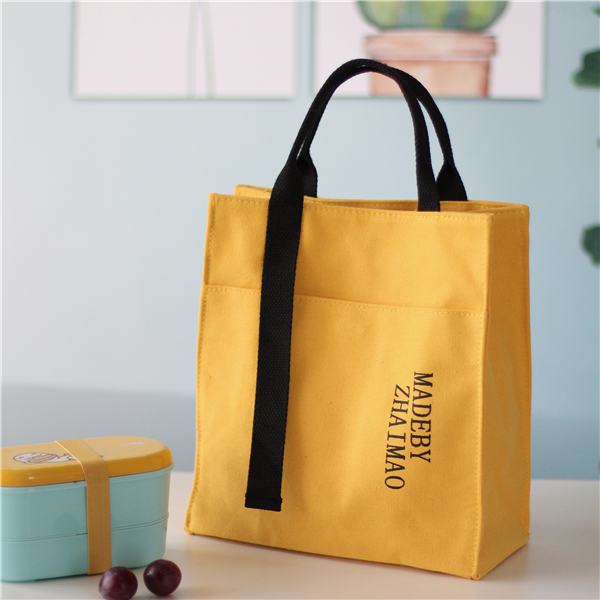 宅猫原创手提袋帆布手拎女饭盒袋便当包带饭包上班族资料包餐盒袋
