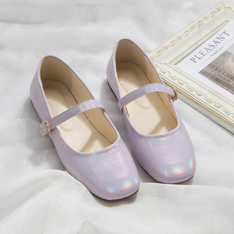 小众原创设计~炫彩紫色玛丽珍鞋2024新款气质仙女风一字扣单鞋软