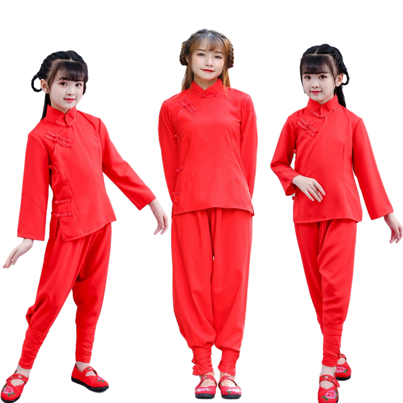 九儿演出服装女红高粱新款同款衣服中国风村姑表演民族古典舞蹈服